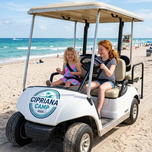 Cipriana Camp 2025: Beach Fun on Golf Cart