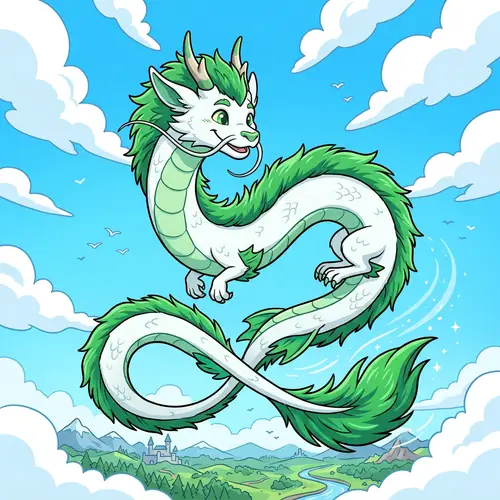Playful Juvenile Dragon Soaring in Cell Shading Style