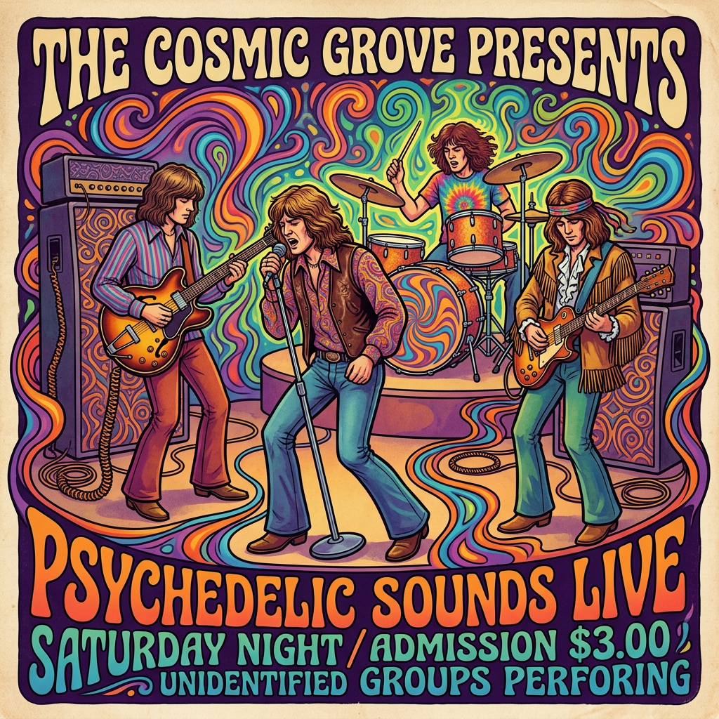 Psychedelic 60s Counterculture Music Vibes | AI Art Generator