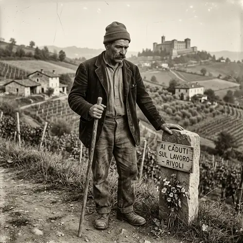 Italian Laborer in Early 20th Century Rivoli Landscape