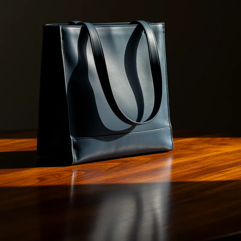 Midnight Blue Leather Tote - Minimalist Style Midnight Blue Leather Tote - Minimalist Style