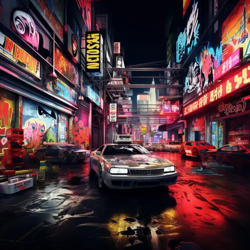 NYC Street Scene: Neon & Graffiti Fusion