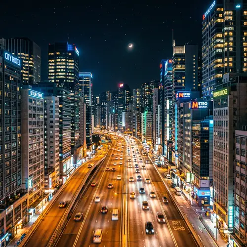 Enchanting Night View of Multistoreyed Buildings