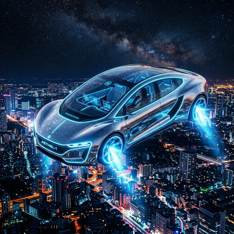 Futuristic Flying Car - Majestic Self-Piloted Vehicle