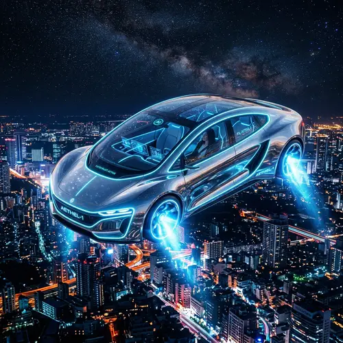 Futuristic Flying Car - Advanced Design with AI Functionalities