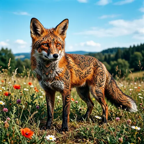 Detailed Tattoo Fox Art | Mystic Patterns & Primal Instincts