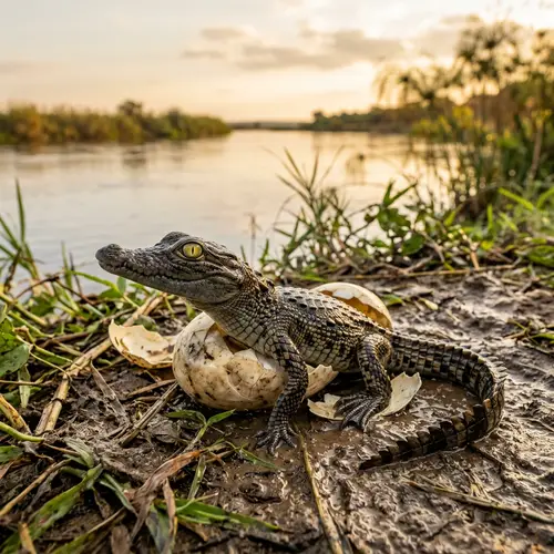 Young Crocodile Hatching: A Glistening Tale of Nature's Beginning
