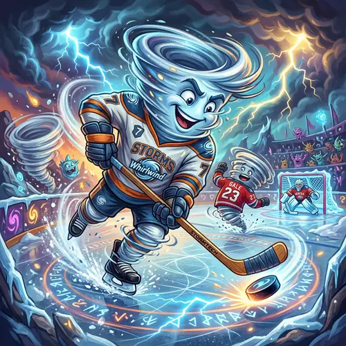Whimsical Tornado Playing Hockey - Fantasy Art