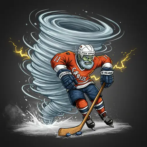 Whimsical Tornado Playing Hockey - Fantasy Art