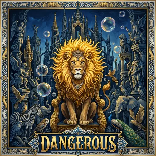 Majestic Lion Over 'Dangerous' Album Cover | Surreal Baroque Twist