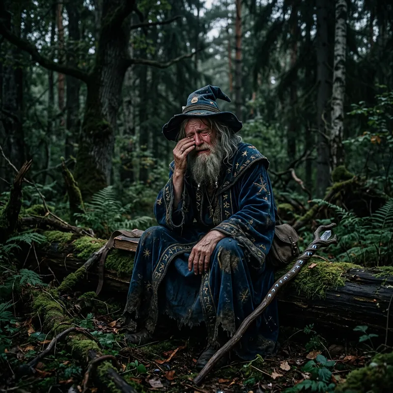 Crying Wizard in Forest - Enchanted Tears