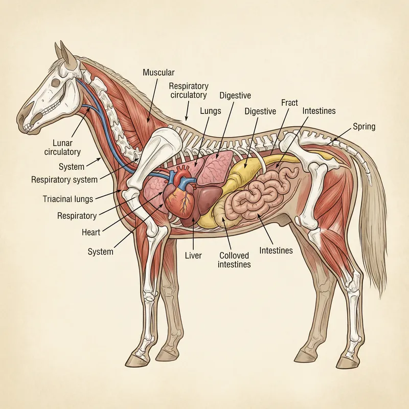 Horse Internal Anatomy: Detailed Cross-Sectional Representation
