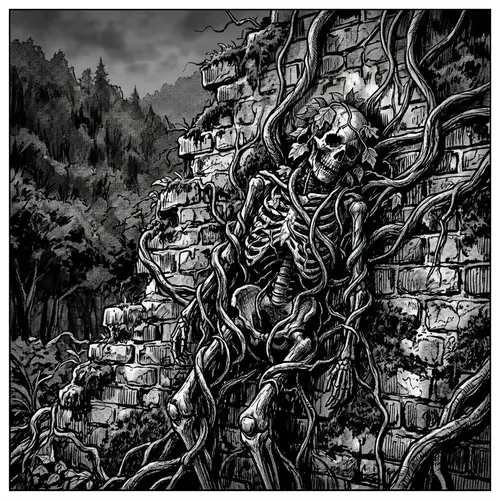 Horror Manga Illustration of Appalachian Foothills and Brick Wall