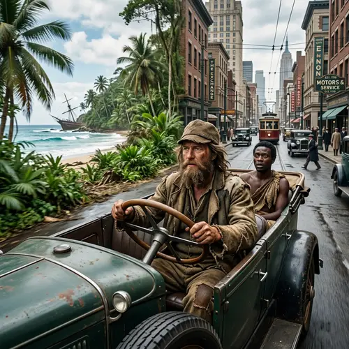 Robinson Crusoe Driving Car | Adventure Icon Car Journey