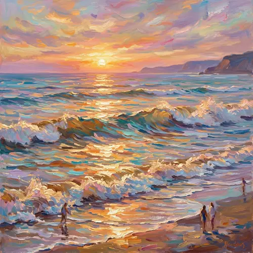 Ocean Waves Impressionist Painting Inspo