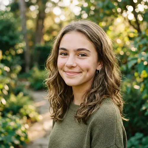 14-Year-Old Girl with Medium-Length Layered Hair and Large Eyes