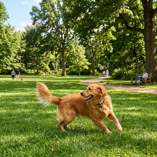 Happy Dog Enjoying Sunny Day in Green Park