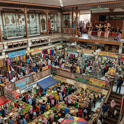 Three-Story Market with Bustling Atmosphere and Keraton Cirebon Exhibits