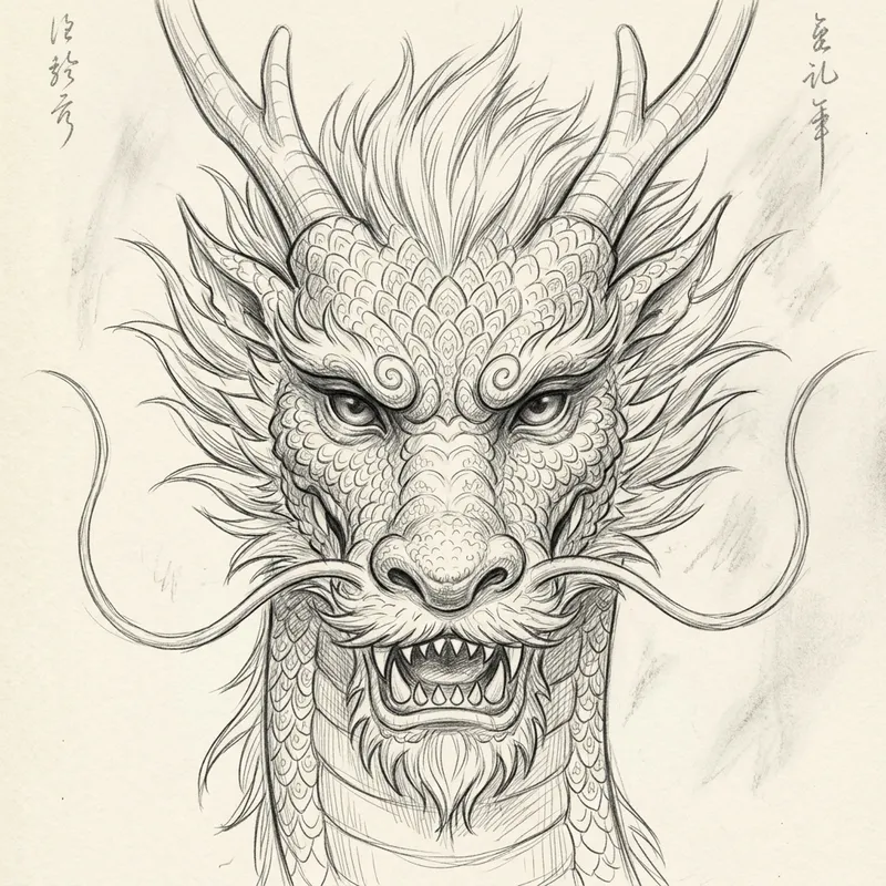 Chinese Wise Dragon Head Drawing Chinese Wise Dragon Head Drawing