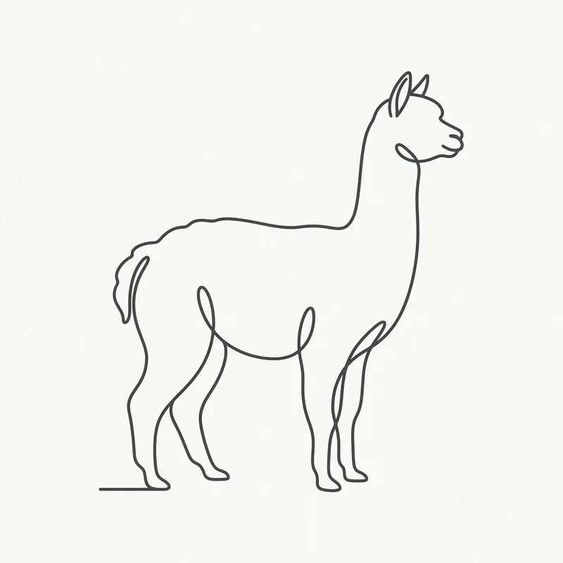 Minimalist Alpaca Silhouette Graphic Illustration