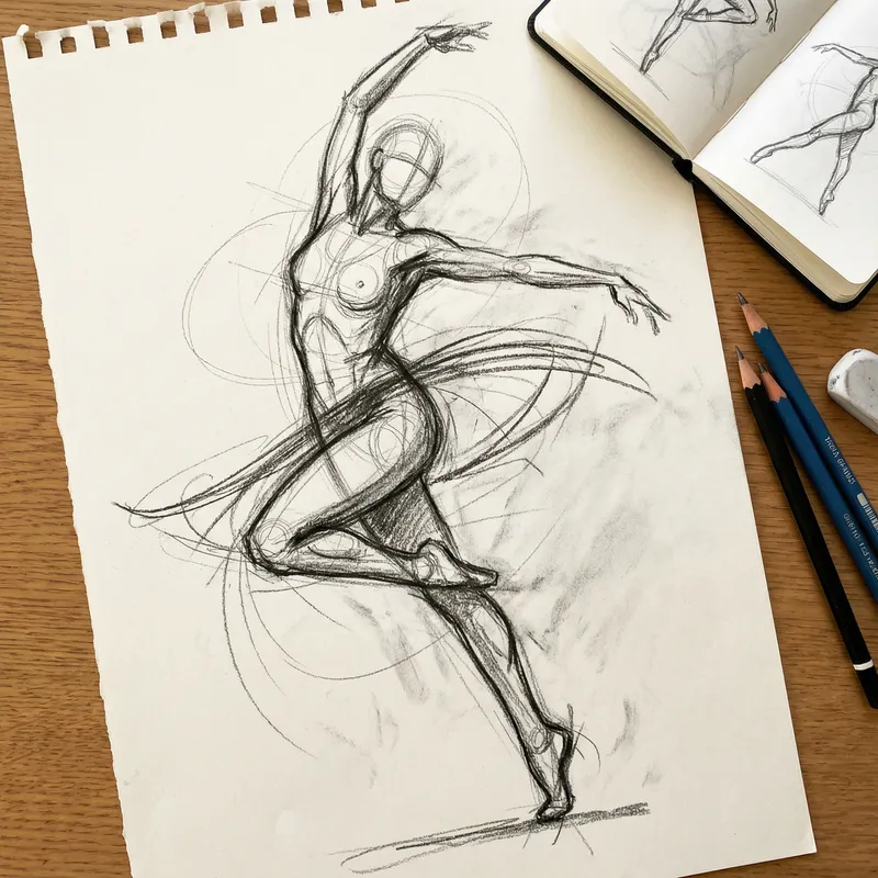 Artistic Pencil Sketch: Expressive Linework & Gestural Form