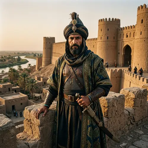 Middle Ages Warrior in Traditional Attire