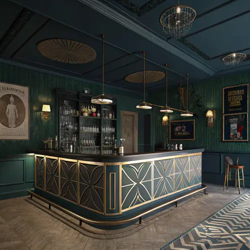 Art Deco Speakeasy Bar Design Inspiration