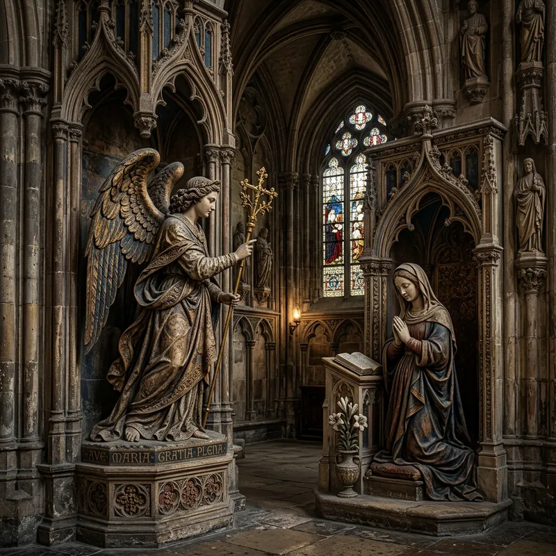 Gothic Style Archangel Gabriel Announces Virgin Mary