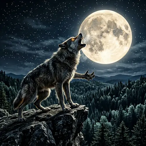 Majestic Werewolf Howling Under the Moonlight