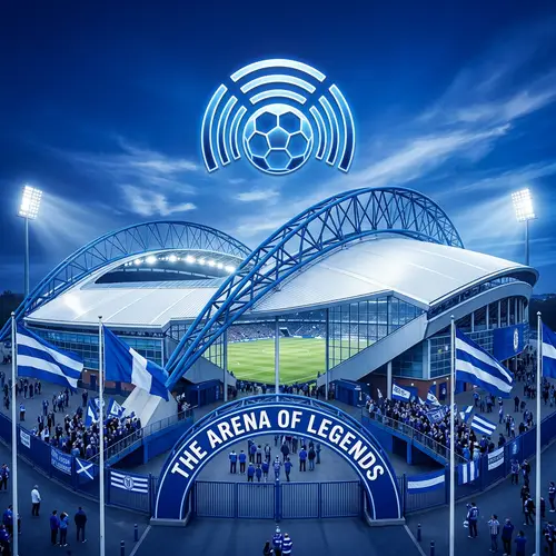 Iconic Blue and White Football Stadium Symbol
