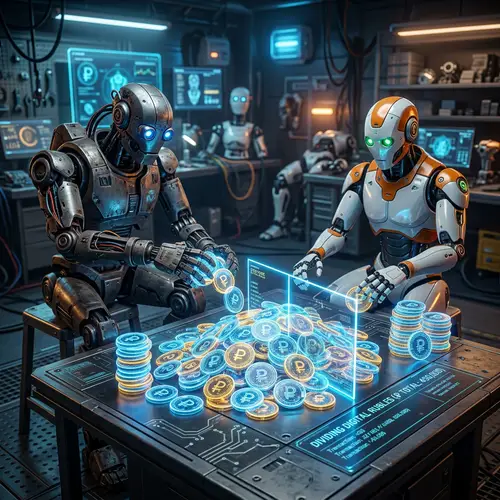 Dividing Treasure of Digital Rubles: Two Robots Share the Wealth