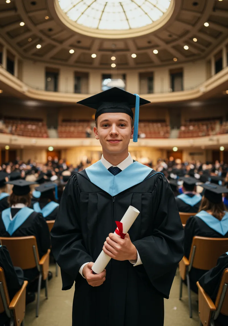 Graduation Black Toga with Skyblue Collar