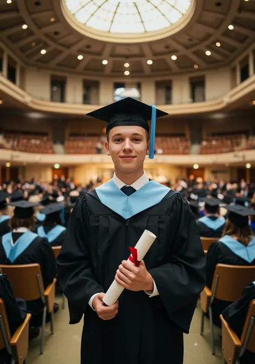Graduation Black Toga with Skyblue Collar