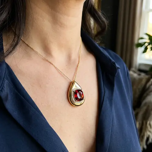 Elegant Raindrop Pendant with Almandine Garnet