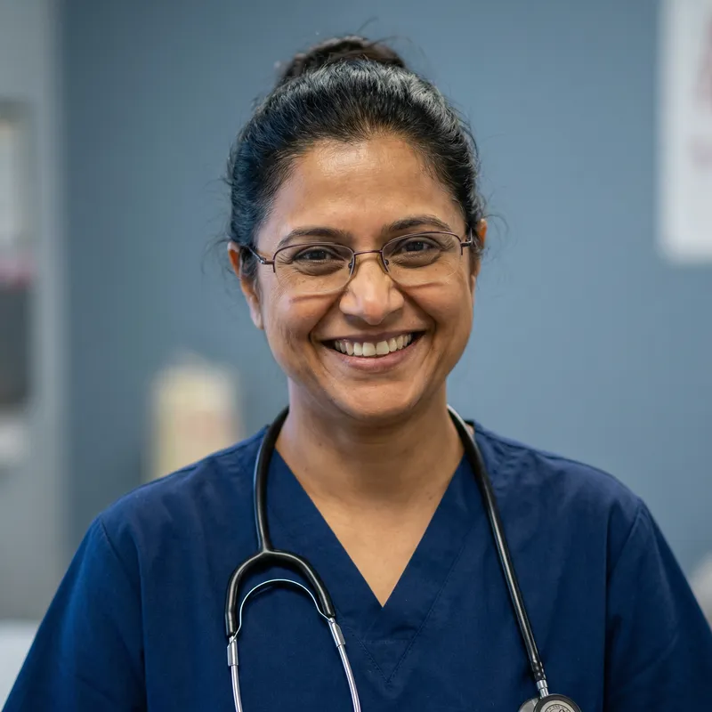 Realistic Smiling Doctor on Blue Background Realistic Smiling Doctor on Blue Background