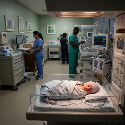 Calm and Soothing Neonatal Intensive Care Unit with Sleeping Baby