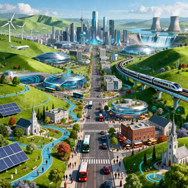 Futuristic Green City: Blending Tech and Tradition