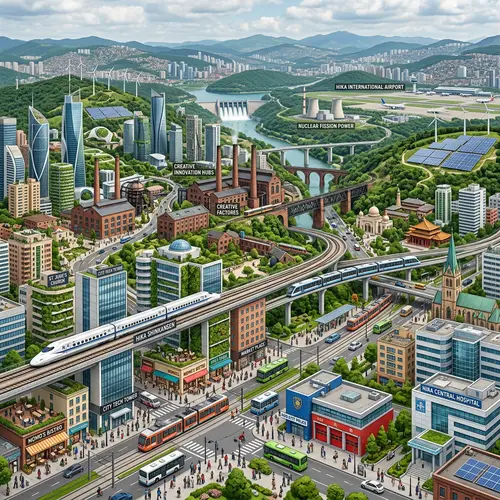 Futuristic Green City: Blending Tech and Tradition