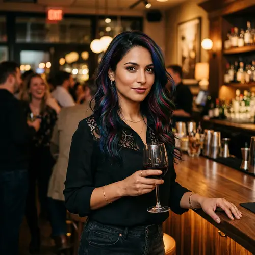 Beautiful Woman with Colorful Hair - Seductive Eyes