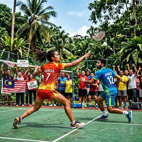 Vibrant Outdoor Badminton Match in Malaysia