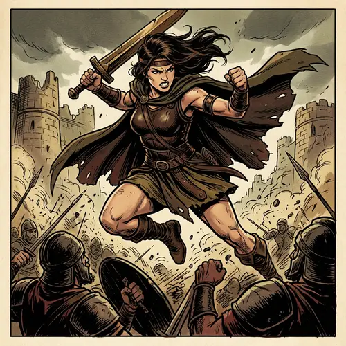 Action-Oriented Female Warrior Princess - Battle Pose