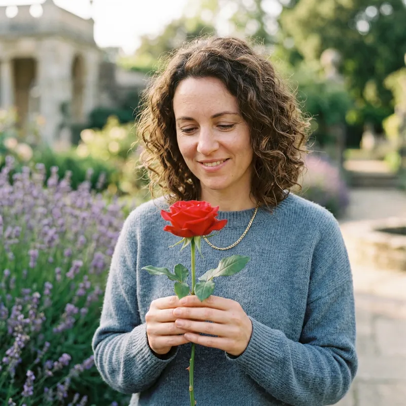 Holding a Red Rose - Symbol of Love