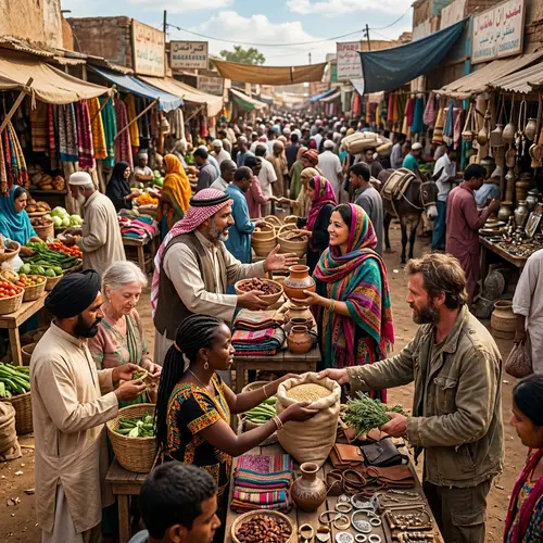 Diverse Barter Trade Scene: Traditional Commerce Exploration