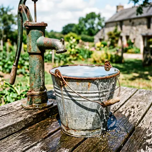 Bucket About to Overflow with Water Flowing In