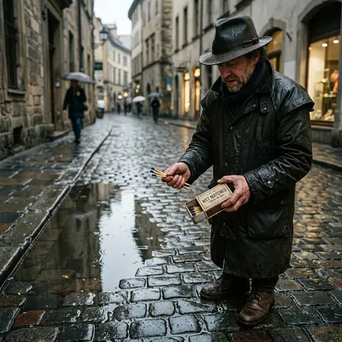 Wet Matches in Hand: Urban Street Scene