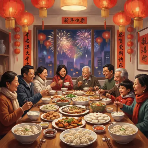 South-Asian Family Celebrating Chinese Spring Festival | Vibrant Scene