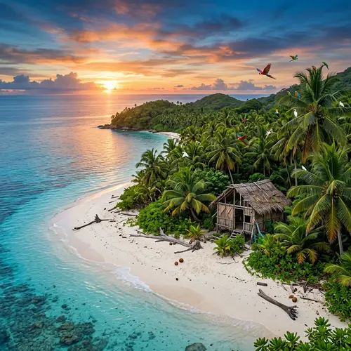 Tranquil Tropical Island with Diverse Wildlife