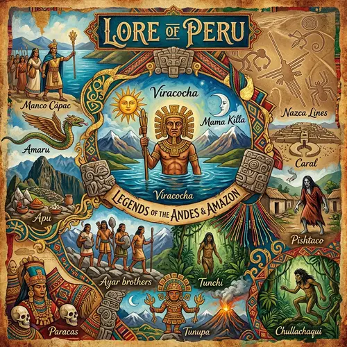 Legends of Peru: Mythical Gods, Creatures & Heroes Collage