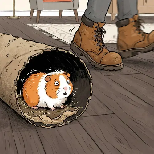 Guinea Pig in Tunnel Illustration for Kids
