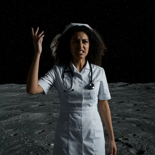 Nurse Complaining on the Moon | Unique Imagery